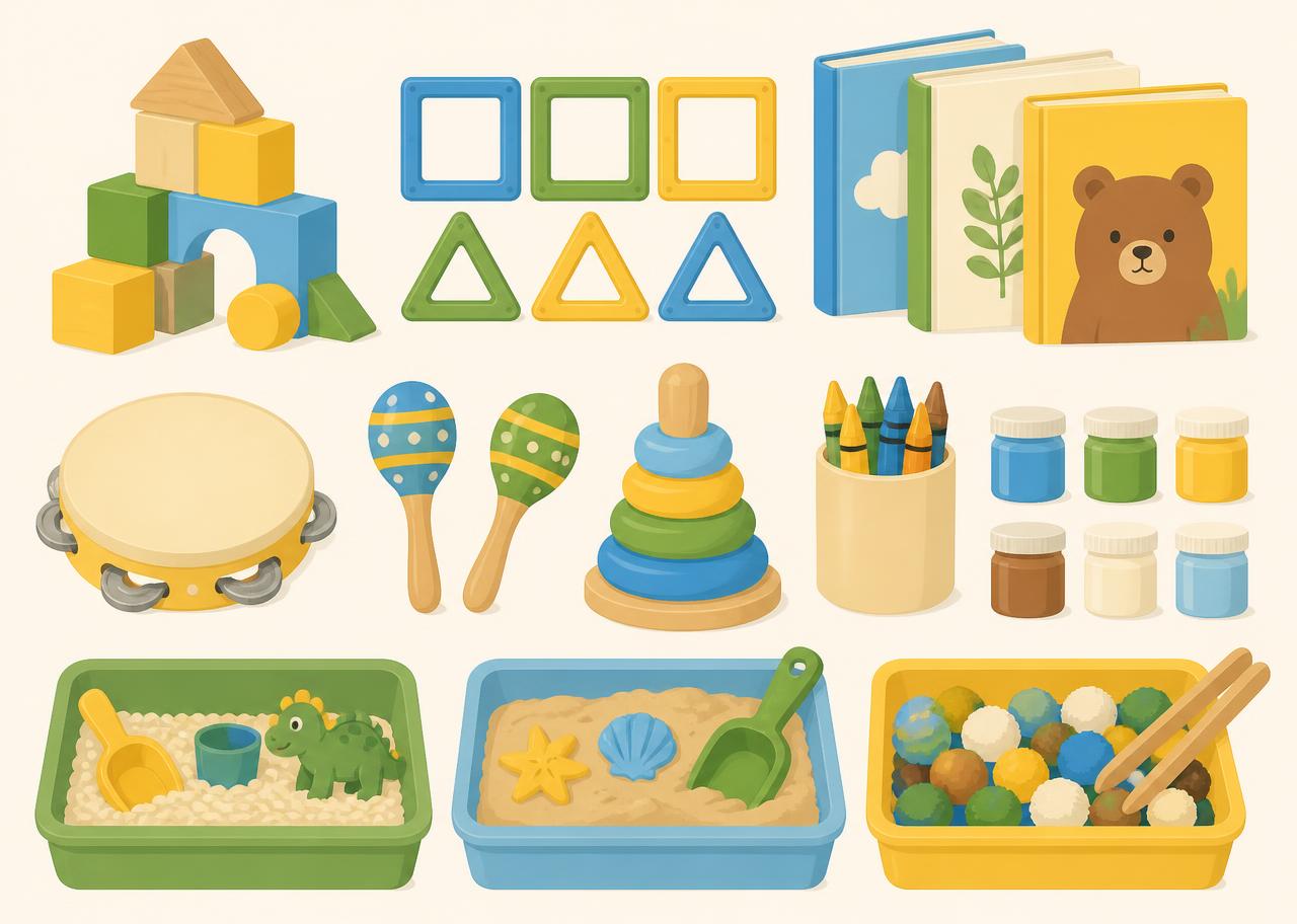 Art, books, blocks, and learning materials for young children